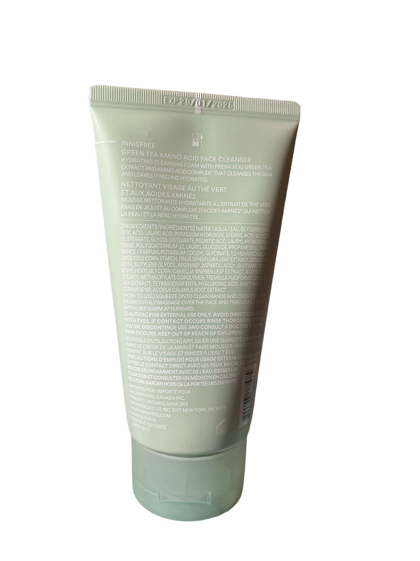 innisfree green tea amino acid face cleanser